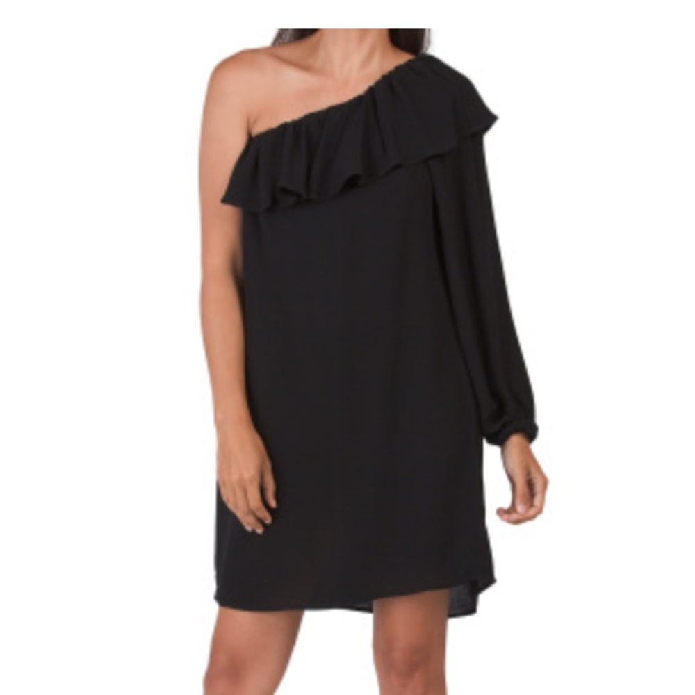 French connection one shoulder ruffle black dress size 4 NWT